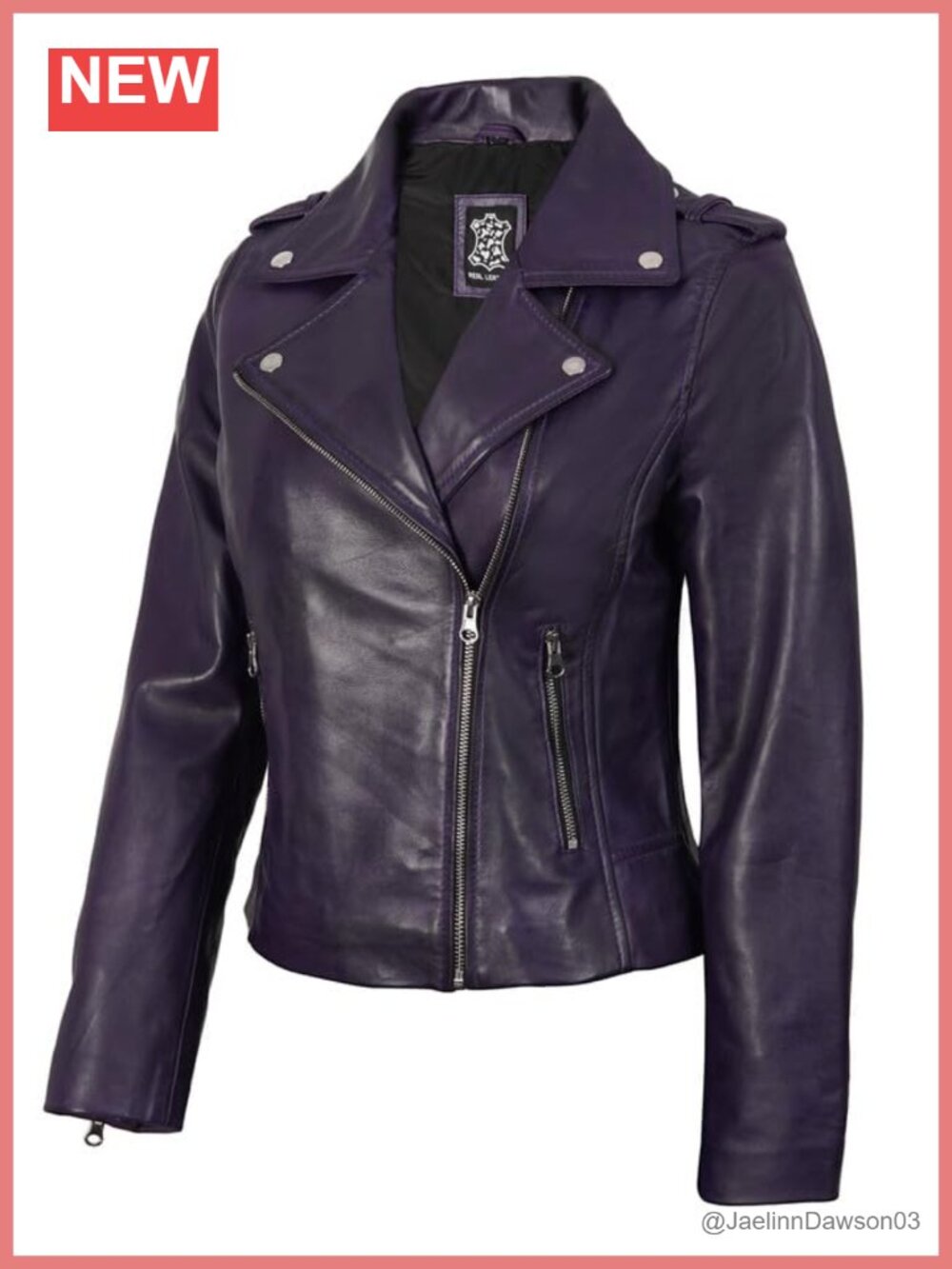 Decrum Real Lambskin Leather Biker Jacket Asymmetrical Moto Womens